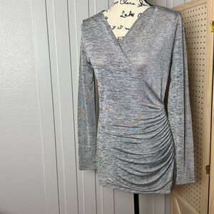 White House Black Market Heather Gray ruched‎ Dress size small